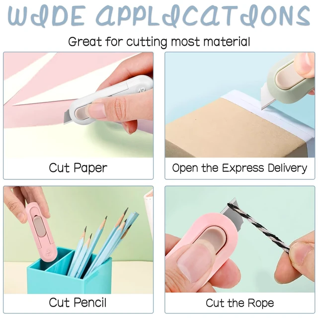 Alt view image 4 of 7 - Box Cutter,Retractable Box Opener, Package Opener, Easy Slide Retractable Cute envelope opener for opening daily express boxes, envelopes, packages, paper tapes and more (4 Pcs Box Cutter)