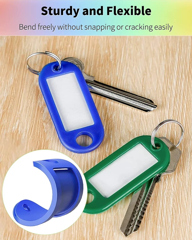 Alt view image 4 of 6 - Uniclife 40 Pack Tough Plastic Key Tags with Split Ring Label Window, Assorted Colors