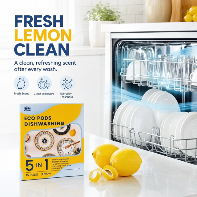 Alt view image 4 of 6 - ECO Dishwasher Pods 15 Count, with Glycerin & Enzymes (Protease, Amylase),Dishwasher Detergent Liquid dish pod for Powerful Cleaning, No Pre-Rinse, Fights 24-Hour Dried On Food, Plant-Based (15PODS)