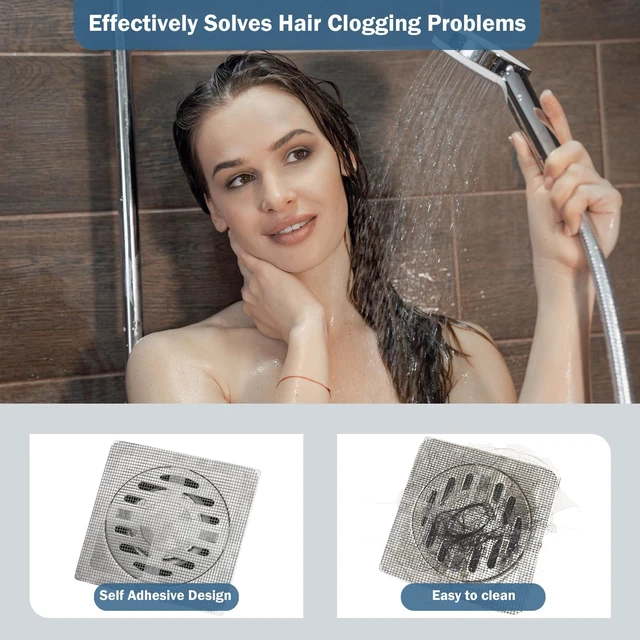 Alt view image 2 of 7 - 30Pcs Value Pack Shower Drain Hair Catcher, Disposable Fine Mesh Drain Stickers, Freely Trim for Bathroom Kitchen Tub