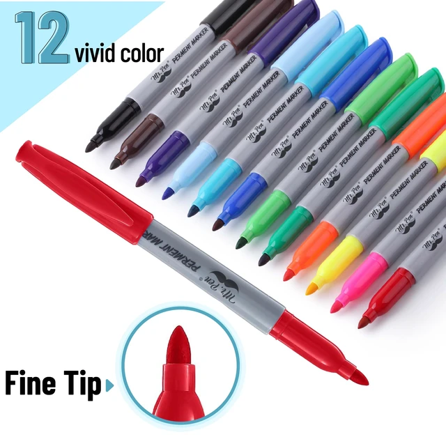 Alt view image 2 of 6 - Mr. Pen- Permanent Markers, 12 Pack, Assorted Colors, Fine Point Markers