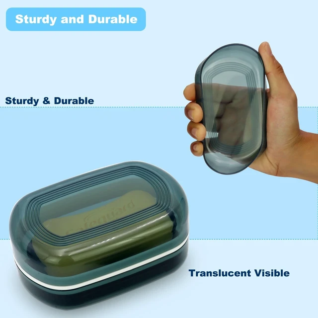 Alt view image 6 of 7 - Travel Soap Container, Bar Soap Holder, Portable Soap Case, Soap Dish with Lid for Traveling, Camping, Gym, Bathroom (Blue Style-1)