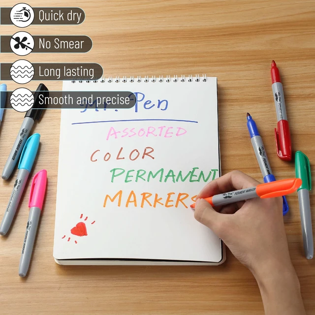Alt view image 3 of 6 - Mr. Pen- Permanent Markers, 12 Pack, Assorted Colors, Fine Point Markers