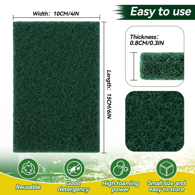 Alt view image 7 of 7 - MAQIHAN Heavy Duty Scouring Pad - 10PCS Green Scrubbing Pads for Cleaning