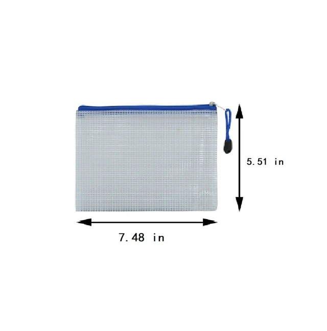 Alt view image 2 of 7 - 2 PCS Mesh Zipper Pouch Bags, Plastic Water-Resistant File Bags, for Office, School, Board Game, Puzzles, Travel Accessories, and Home Organization (Blue, 7.48 x 5.51 in)