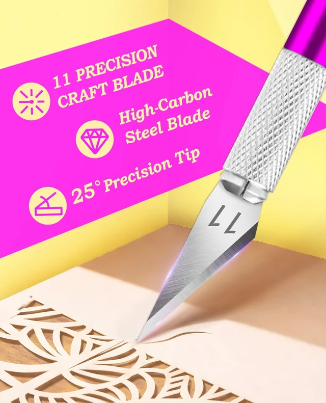 Alt view image 3 of 7 - DIYSELF Craft Hobby Knife Set with 10 Extra #11 Blades, 6-Inch Metal Ruler