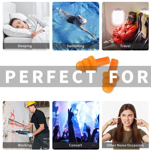 Alt view image 2 of 7 - Silicone Earplugs for Swimming, Sleeping, Snoring, Work, Concerts - Noise Cancelling, Reusable Ear Protection, 8 Pairs