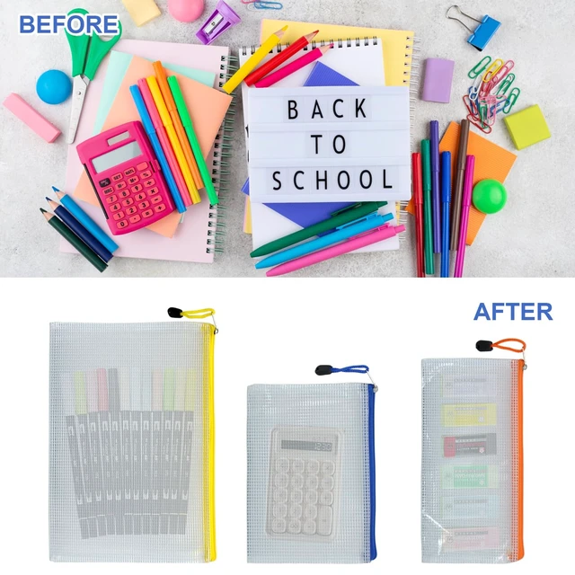 Alt view image 5 of 7 - 2 PCS Mesh Zipper Pouch Bags, Plastic Water-Resistant File Bags, for Office, School, Board Game, Puzzles, Travel Accessories, and Home Organization (Blue, 7.48 x 5.51 in)