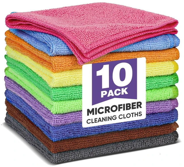 Main image of TEAWOO 10 Colors Microfiber Cleaning Cloths, 10 Pack Assorted Cleaning Rags