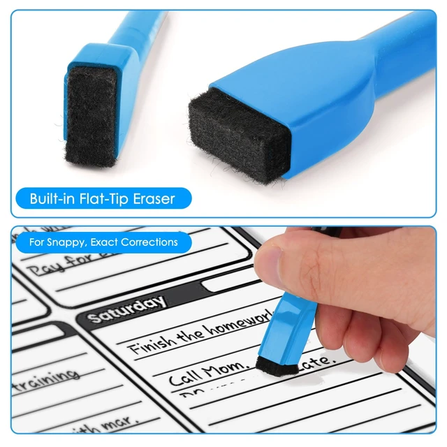 Alt view image 4 of 7 - maxtek Dry Erase Markers - 6 Count Colorful Magnetic Dry Erase Markers Fine Tip with Eraser, Low Odor Whiteboard Markers for Calendar Boards