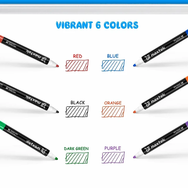 Alt view image 5 of 7 - maxtek Dry Erase Markers - 6 Count Colorful Magnetic Dry Erase Markers Fine Tip with Eraser, Low Odor Whiteboard Markers for Calendar Boards