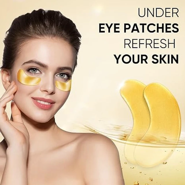 Alt view image 6 of 6 - 20Pcs/10Pairs Under Eye Patches Gold for Dark Circles, Puffy Eyes, and Wrinkles, 24K Gold Eye Mask for Face, Eye Cream for Men and Women