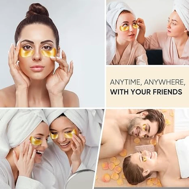 Alt view image 4 of 6 - 20Pcs/10Pairs Under Eye Patches Gold for Dark Circles, Puffy Eyes, and Wrinkles, 24K Gold Eye Mask for Face, Eye Cream for Men and Women
