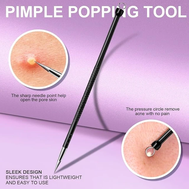 Alt view image 6 of 6 - Teenitor Pimple Extractor Tool Comedone Extractor Acne Tool Blackhead Removal Tool 2-in-1 Pimple Popper Tool for Face and Nose Black
