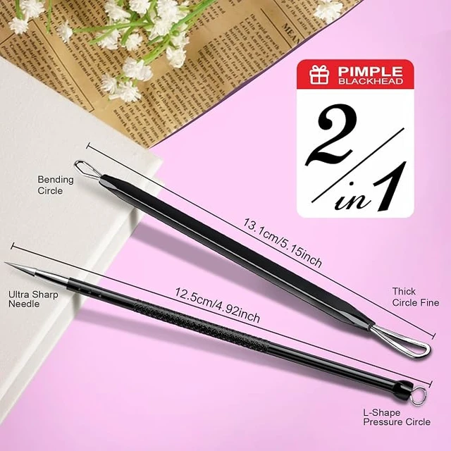 Alt view image 2 of 6 - Teenitor Pimple Extractor Tool Comedone Extractor Acne Tool Blackhead Removal Tool 2-in-1 Pimple Popper Tool for Face and Nose Black