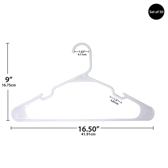 Alt view image 5 of 5 - Mainstays Plastic Clothes Hangers, White, 50-Count, Everyday Use