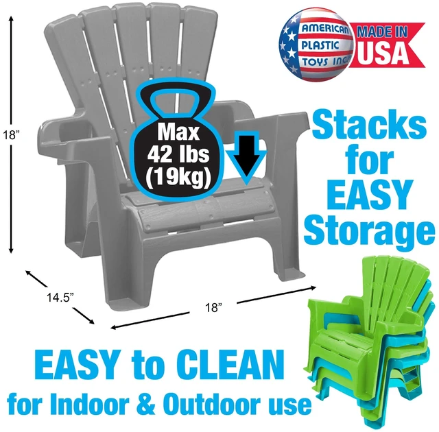 Alt view image 6 of 6 - Play Day Kids Adirondack Chair, Turquoise, 1 Seat, Ages 2+
