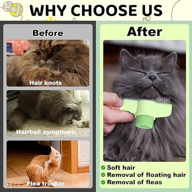 Alt view image 6 of 7 - XANGNIER One-click Self Cleaning Cat Comb for Long/Short Haired Cats Dogs