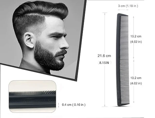 Alt view image 4 of 7 - 3 Pack Carbon Fiber Cutting Comb - Professional 8.15' Styling Comb for All Hair Types, Fine and Wide Tooth