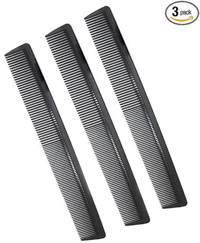 Main image of 3 Pack Carbon Fiber Cutting Comb - Professional 8.15' Styling Comb for All Hair Types, Fine and Wide Tooth