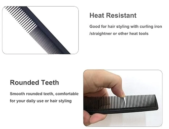 Alt view image 6 of 7 - 3 Pack Carbon Fiber Cutting Comb - Professional 8.15' Styling Comb for All Hair Types, Fine and Wide Tooth