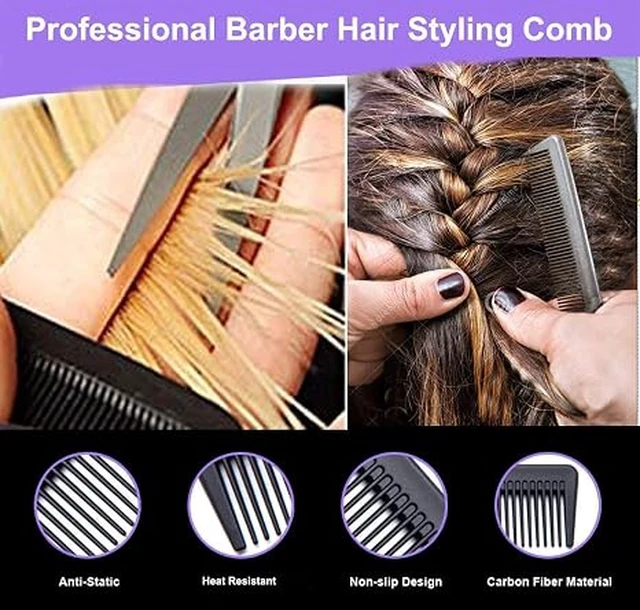 Alt view image 5 of 7 - 3 Pack Carbon Fiber Cutting Comb - Professional 8.15' Styling Comb for All Hair Types, Fine and Wide Tooth
