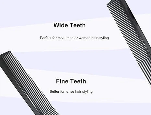 Alt view image 2 of 7 - 3 Pack Carbon Fiber Cutting Comb - Professional 8.15' Styling Comb for All Hair Types, Fine and Wide Tooth