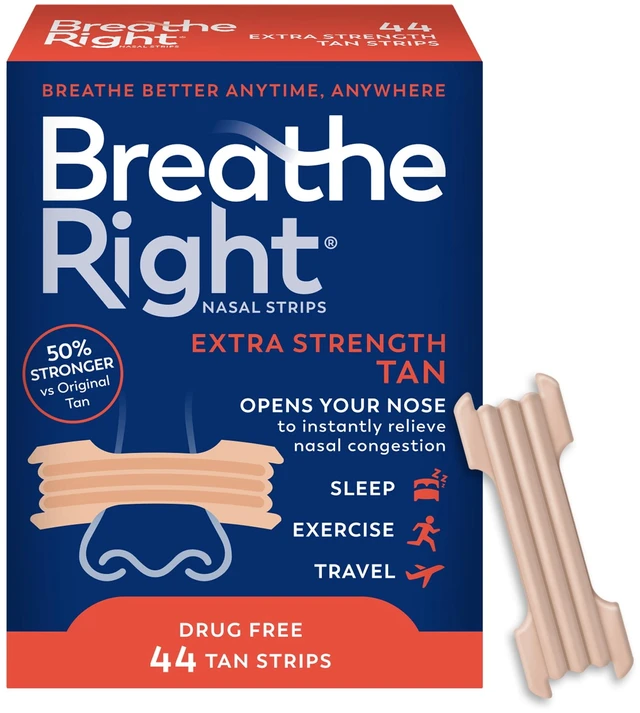 Main image of Breathe Right Nasal Strips, Tan Nasal Strips, Extra Strength, 44 Count