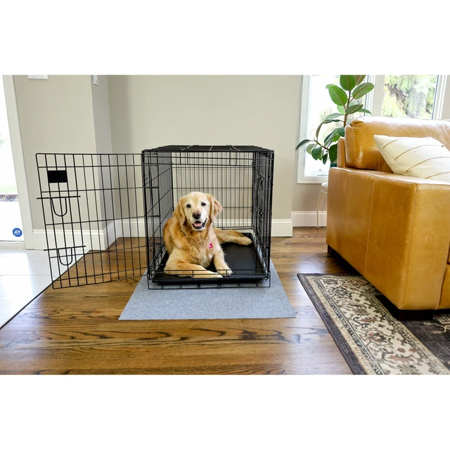 Alt view image 2 of 5 - Drymate Dog Crate Mat Liner, Absorbent, Waterproof, Non-Slip, Machine Washable, Use Under Pet Cage to Protect Floors, Customizable, Light Grey, 48" x 29"