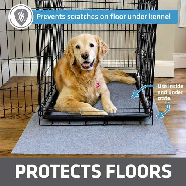 Alt view image 4 of 5 - Drymate Dog Crate Mat Liner, Absorbent, Waterproof, Non-Slip, Machine Washable, Use Under Pet Cage to Protect Floors, Customizable, Light Grey, 48" x 29"