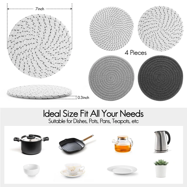 Alt view image 2 of 7 - 7" Trivets for Hot Dishes, Hot pots and Pans, 4 Pcs Pot Holders for Kitchen