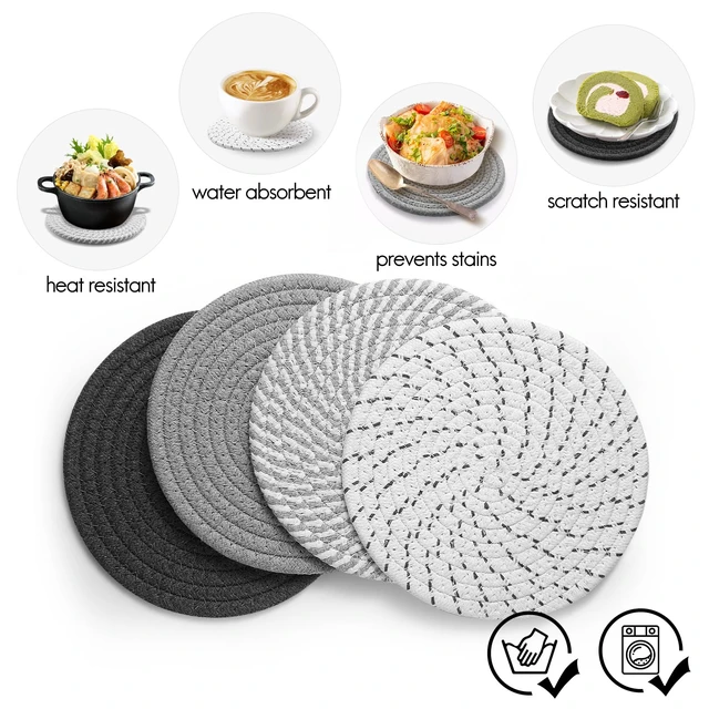 Alt view image 3 of 7 - 7" Trivets for Hot Dishes, Hot pots and Pans, 4 Pcs Pot Holders for Kitchen