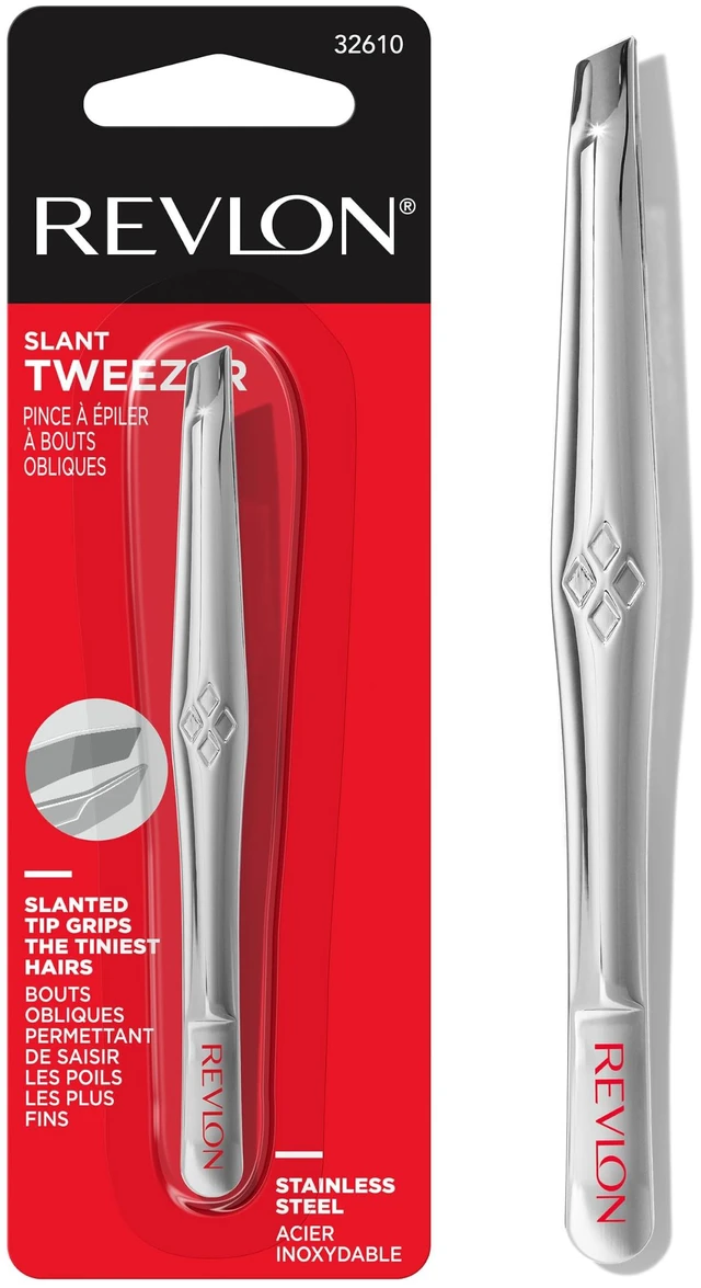 Main image of Revlon Slant Tip Tweezer, Silver, 1 Count