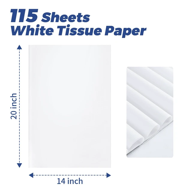 Alt view image 3 of 7 - Simetufy 115 Sheets White Tissue Paper for Gift Bags Packaging 14 x 20 Inch