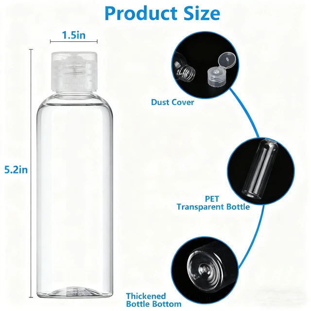 Alt view image 2 of 6 - DTDNZKN 4 Pack 3.4 Oz (100ml) TSA Approved Travel Bottles for Toiletries