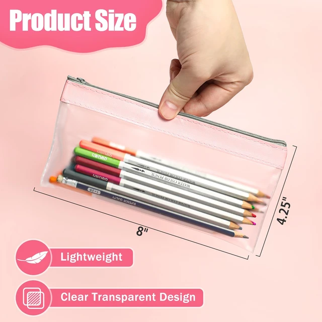 Alt view image 2 of 7 - 4 Pack Clear Pencil Pouch, Cute Pencil Case, Pencil Bag With Zipper