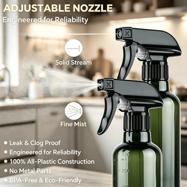 Alt view image 2 of 6 - Plastic Spray Bottles (2 Pack 10 oz) for Hair, Plants, Clean