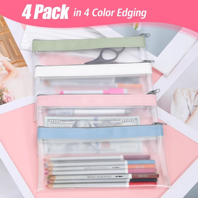 Alt view image 7 of 7 - 4 Pack Clear Pencil Pouch, Cute Pencil Case, Pencil Bag With Zipper