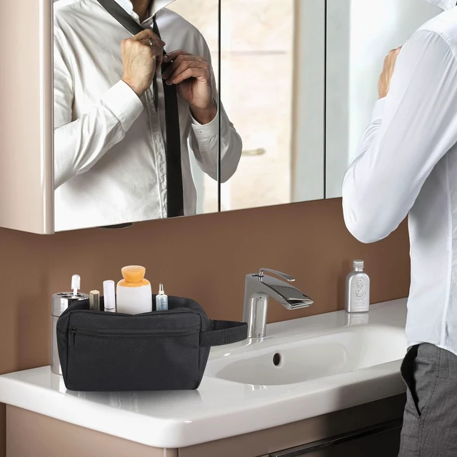 Alt view image 7 of 7 - Icramsy Travel Toiletry bag Toiletry bag for women men Hanging Cosmetic bag Travel accessories for Women Men (Black)