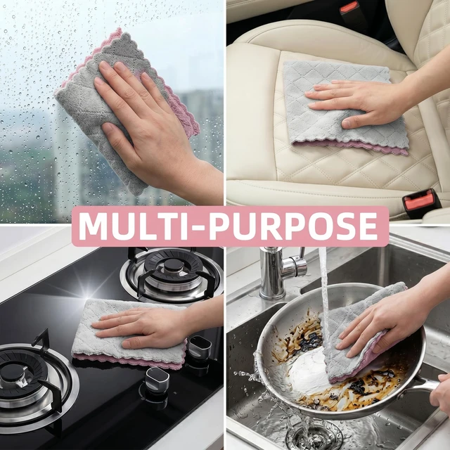 Alt view image 7 of 7 - DSYSC 12 Pack Dish Cloths, Double-Sided Coral Fleece Kitchen Washcloths