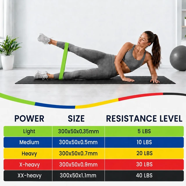 Alt view image 5 of 7 - WIKDAY Resistance Bands for Working Out Exercise Loop Bands Workout Bands Set for Men Women Body Stretching, Crossfit Training, Home Workout, Physical Therapy, Booty Legs, Set of 5