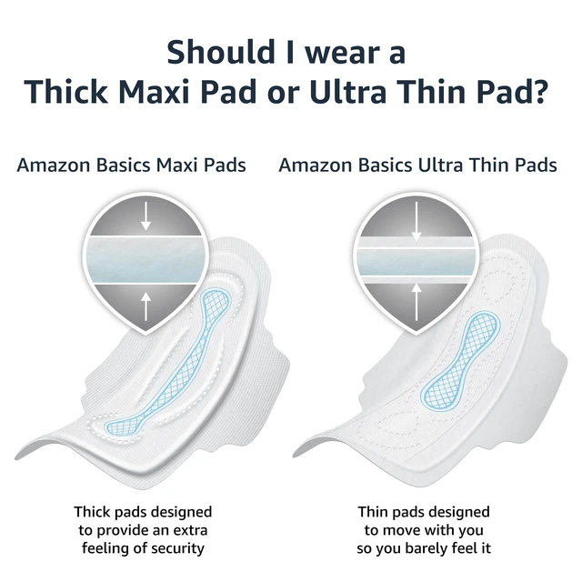 Alt view image 4 of 6 - Amazon Basics Thick Maxi Pads with Wings for Periods, Extra Heavy Overnight Absorbency, Absorbent Core, Stay in Place Protection, Unscented, Size 5, 20 Count (Previously Solimo)