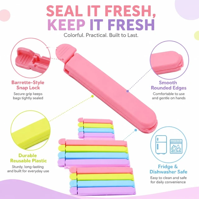 Alt view image 6 of 7 - Tmflove 12 PCS Sealing Clips for Food and Snack Bag(2.75 in, 4.33 in, 6.29 in)