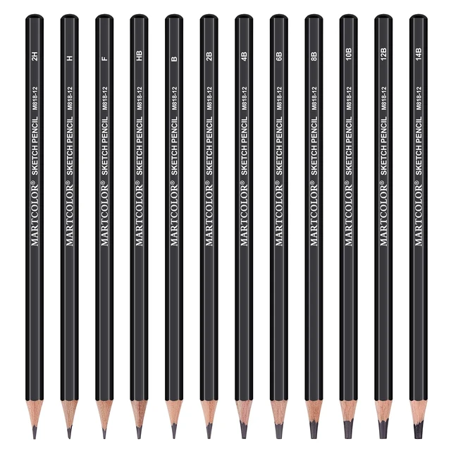 Alt view image 2 of 7 - MARTCOLOR Drawing Sketching Pencils Set, 12 Pack Graphite Pencils(14B - 2H)