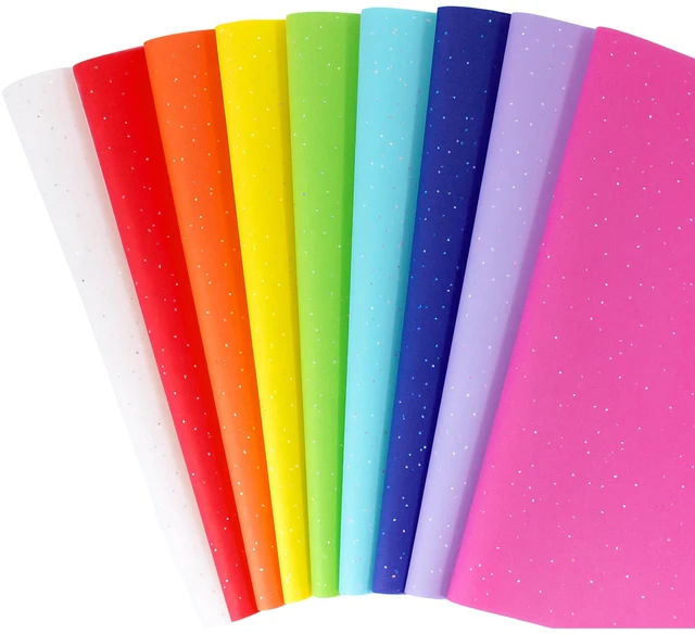 Main image of SUNCOLOR Glitter Rainbow Tissue Paper for Gift Bags, 36 Sheets, 9 Assorted Colors, 20 x 20 Inch, Sparkly Wrapping Paper for Gifts, Party Decor, DIY Crafts