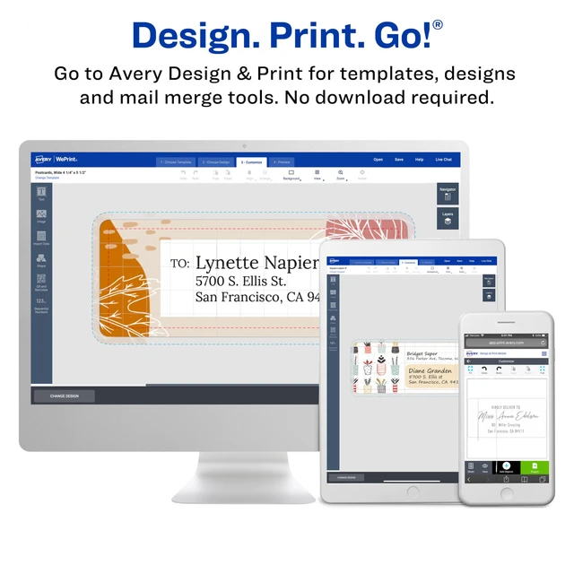 Alt view image 5 of 7 - Avery® Printable All-Purpose Removable Labels, 2" x 4" White, Write or Print, Great for Organization Projects, 100 Customizable Blank Labels (5444)