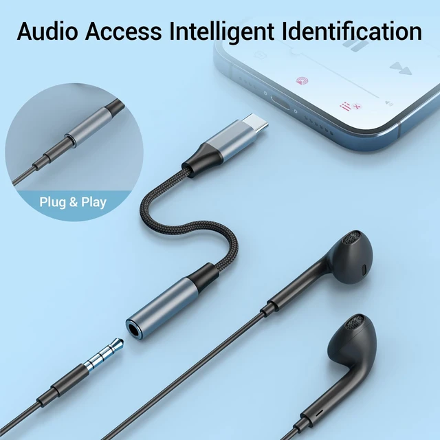Alt view image 2 of 6 - 2pcs USB C to 3.5mm Female Headphone Jack Adapter