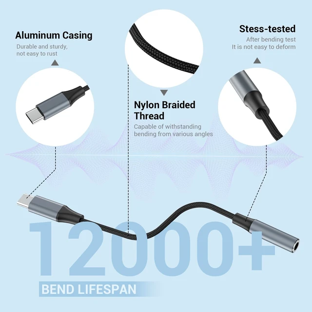 Alt view image 3 of 6 - 2pcs USB C to 3.5mm Female Headphone Jack Adapter