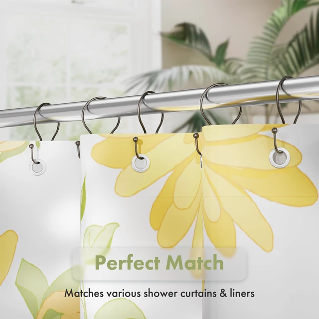 Alt view image 6 of 7 - AmazerBath Shower Curtain Hooks Black Shower Curtain Rings, Simple Double Hook Shower Curtain Hooks Rust Proof, Smooth Sturdy Metal Shower Hooks for Shower Curtain Rod, 12 Pcs Shower Rod Hooks