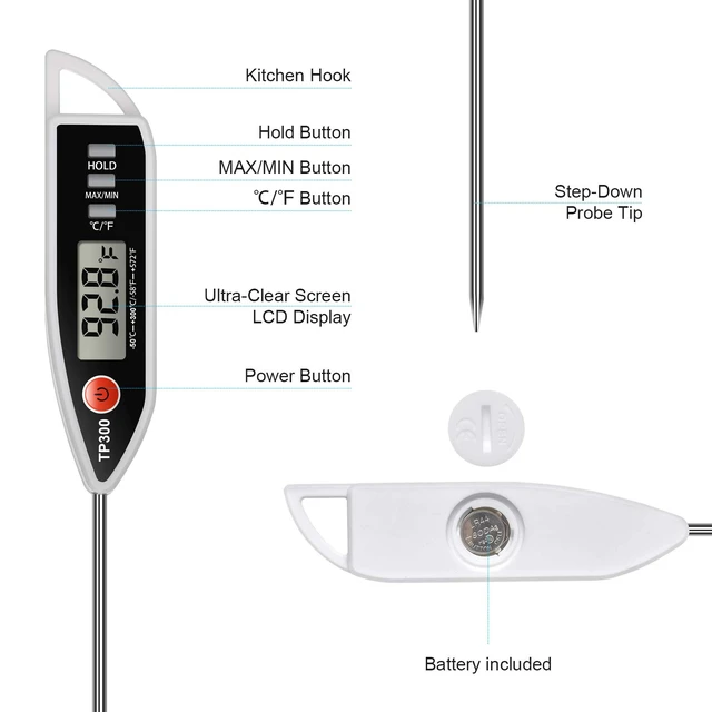Alt view image 7 of 7 - Meat Food Thermometer, Digital Candy Cooking Thermometer, Kitchen Cooking Thermometer Instant Read for BBQ Grill, Oil, Milk, Bath Water, Deep Fry, Candle Temperature